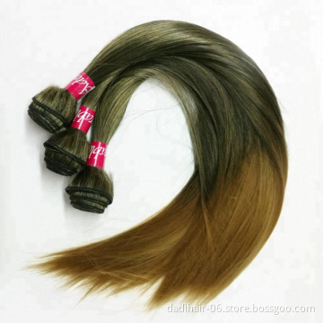 silk straight heat resistant fiber mixed two tone color T1b27 cheap hair bundles 100g,synthetic hair weave can be dyed